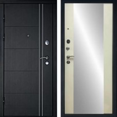 Дверь металлическая входная  ДК Теплолюкс /зеркало/ беленый дуб,  960x2050 левая