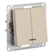 Выключатель Systeme Electric 2 клавишы с подсветкой песочные ATN001253