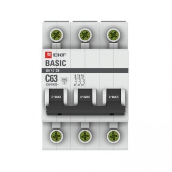 Авт.выкл EKF Basic BA47-29 3P 63A(C) 4,5kA