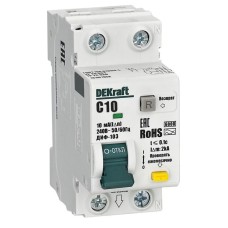 Диф.авт EKF DEKraft 1P+N 10А 10мА АС х.С ДИФ-103 6кА нов.