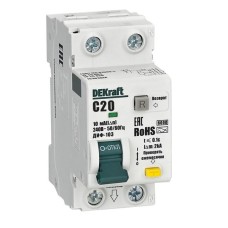 Диф.авт EKF DEKraft 1P+N 10А 20мА АС х.С ДИФ-103 6кА нов.