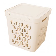 Ящик п/п DEluxe 286x286x286мм перфорир.с крышкой 18л бежевый