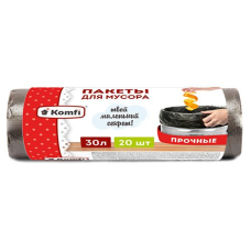 Пакеты д/мусора KOMFI 30л 7микрон ПСД черные 20шт