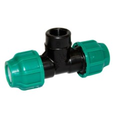 Тройник ПЭ внутренняя резьба 32x3/4"x32 обжимной POELSAN GREEN
