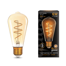 Лампа Gauss LED Filament ST64 Flexible 6W Е27 2400K