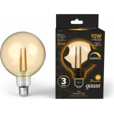 Лампа Gauss Filament LED G125 10W 820lm E27 2400K димм.