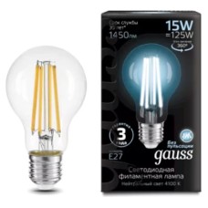 Лампа Gauss LED Filament A60 15W Е27 4100K 1450lm