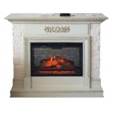 Камин электрический Сигма бежевый с золотой патиной + очаг Foton 26 LED FXL