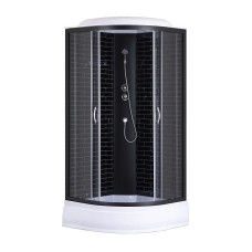 Кабина душ. CS-6610-25G 100*100*215 CП ст.4мм черная Мегасан
