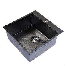 Мойка наст.монтаж Mixline Pro 50*50 вып 3 1/2 сиф. черн.графит НАНО декор