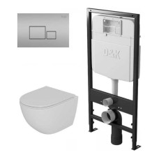Комплект система инсталляции D&K DS1391618+унитаз+клавиша хром матовый