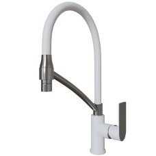 Смеситель для умывальника Milxline ML33-108 City White 35k белый/хром гибкий излив