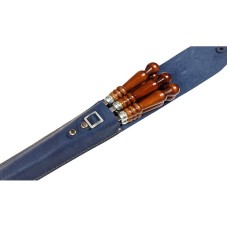 Набор шампуров 680x95 мм деревянная ручка 6 шт. чехол натуральная кожа синий