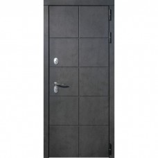 Дверь металлическая КАРЕ ТЕРМО черный муар / бетон графит / бетон снежный 860L Левая