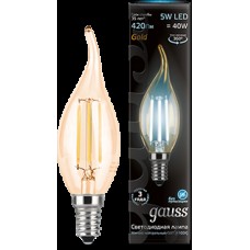 Лампа Gauss LED Candle Filament tail.5W E14 4100K Golden