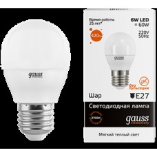 Лампа Gauss LED Elementary Globe 6W E27 3000K