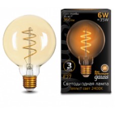 Лампа Gauss LED Filament G95 Flexible E27 6W Golden 2400K