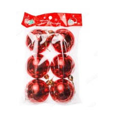 Шар Т173-3 6шт 6см (глянцевые) красный