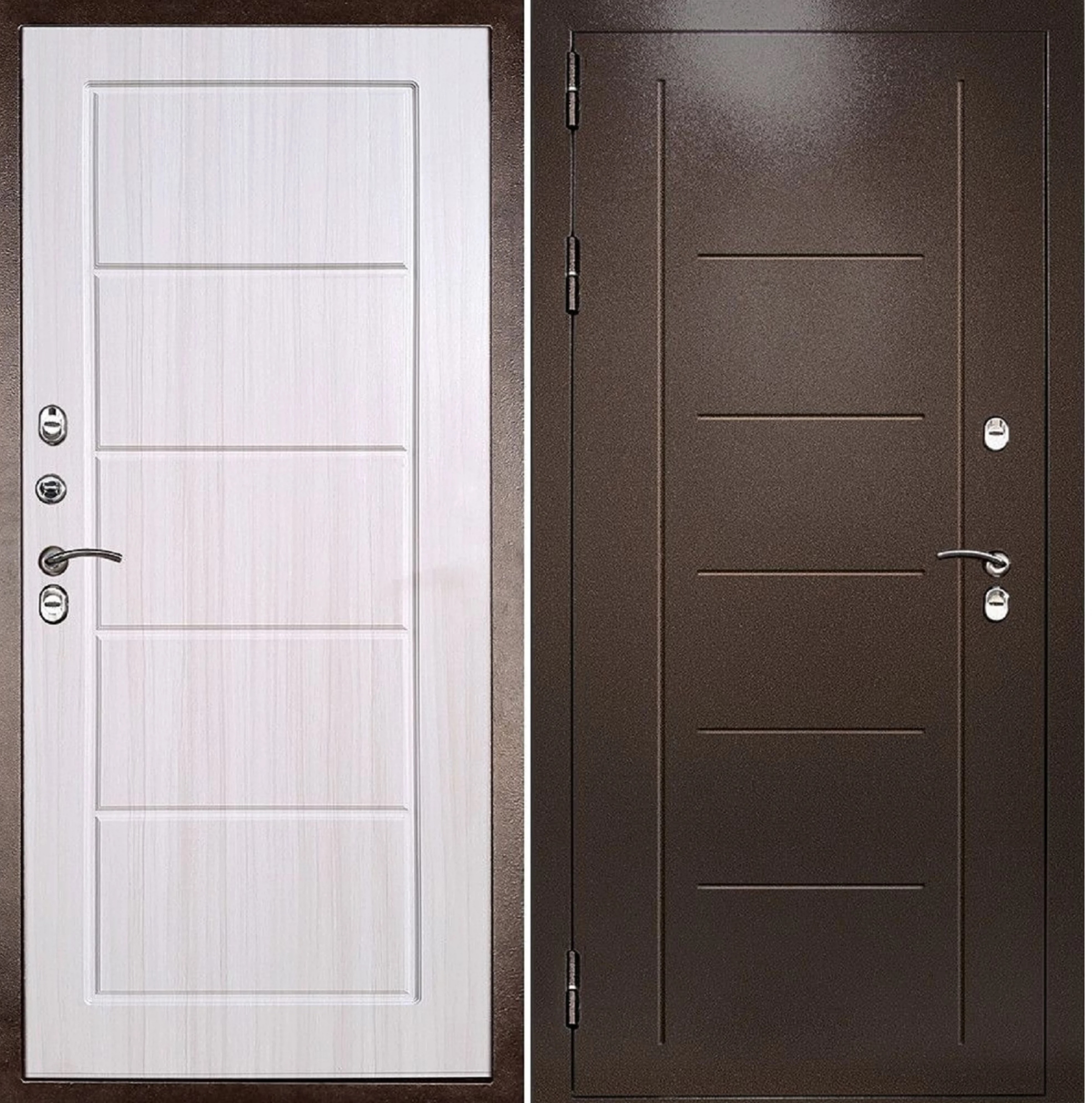 Дверь металлическая Термаль Экстра лиственница беленая 960x2050, левая