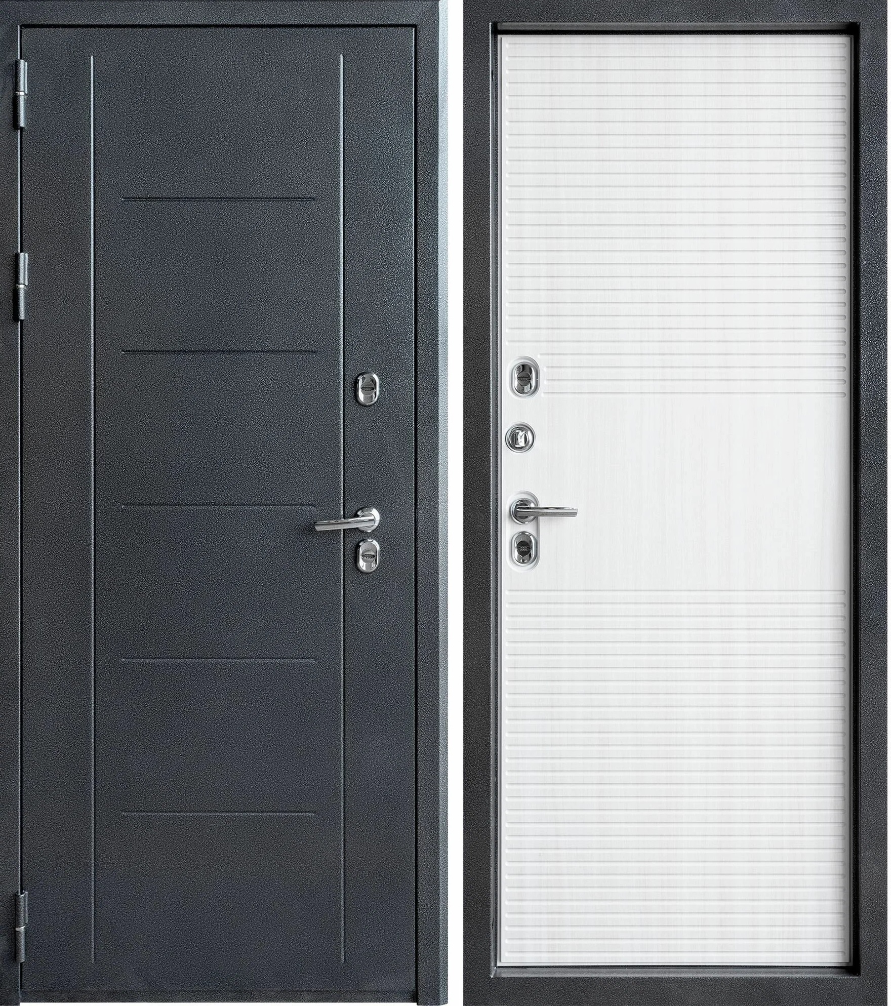 Дверь металлическая Термалле беленый дуб / графит, левая 860x2050