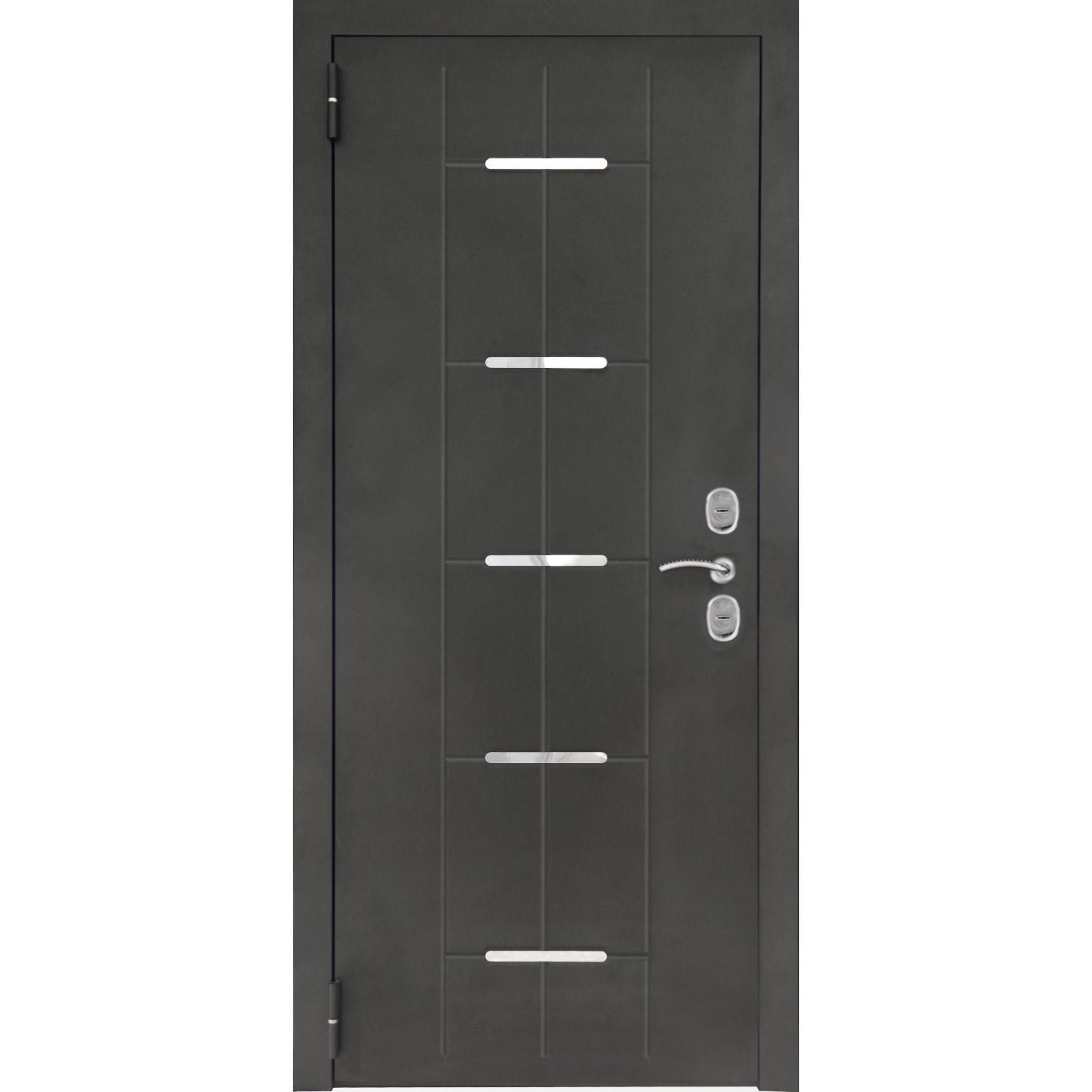 Дверь металлическая Термо S4 черный шелк / лиственница белая 860, левая