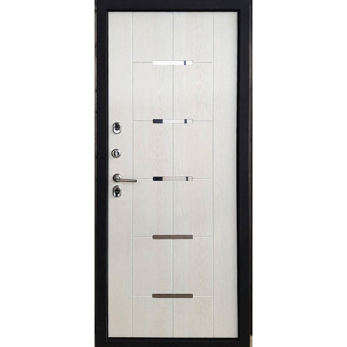 Дверь металлическая Термо S4 черный шелк / лиственница белая 960, левая