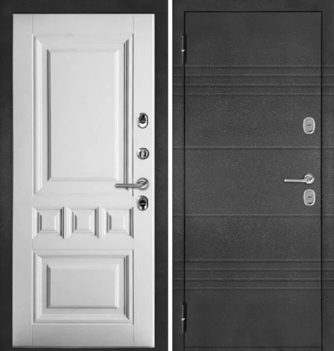 Дверь металлическая ТЕРМО S5 антик серебро / белая 860, левая