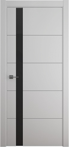 Дверь ПО Геометрия-7 900 эмаль-1 серый стекло черное защелка магнитная