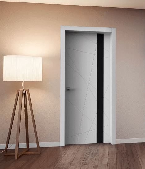 Дверное полотно Паутинка plus 80x200 бетон светлый стекло лакобель черный AL