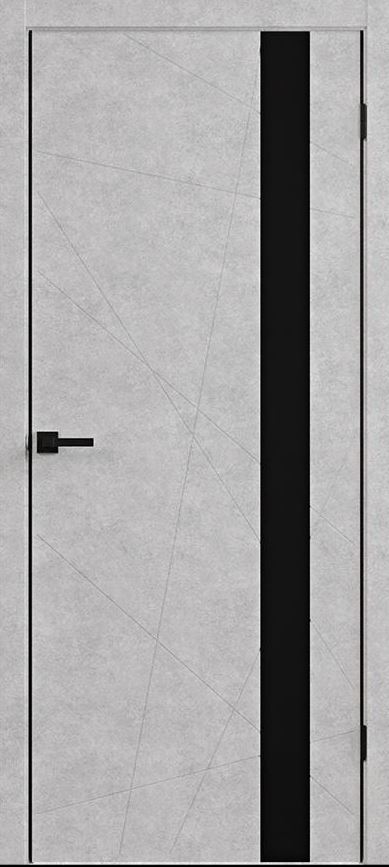 Дверное полотно Паутинка plus 80x200 бетон светлый стекло лакобель черный AL