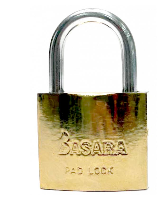 Замок навесной BASARA BS-40 38мм GP 3 ключа Золото