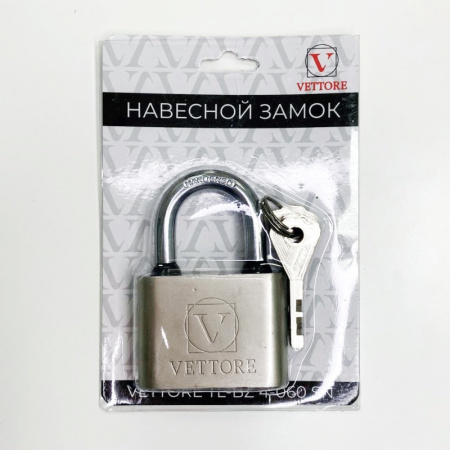 Замок навесной VЕTTORE TL-BZ 4-060 сталь 4 ключа SN Сатин