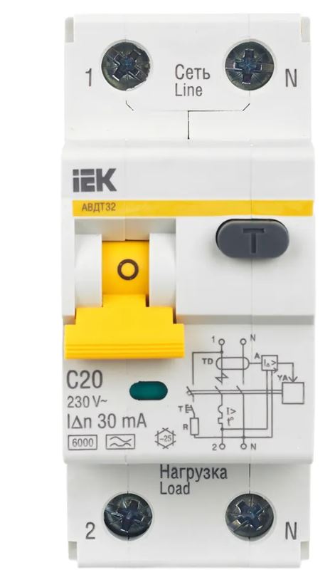 Авт.выкл АВДТ 32 С20 30мА диф.тока ИЭК