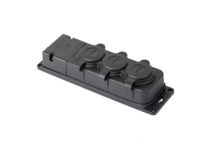 Розетка 3х-мест.с/з каучук 2Р+РЕ 16А 230В IP44 EKF DIY