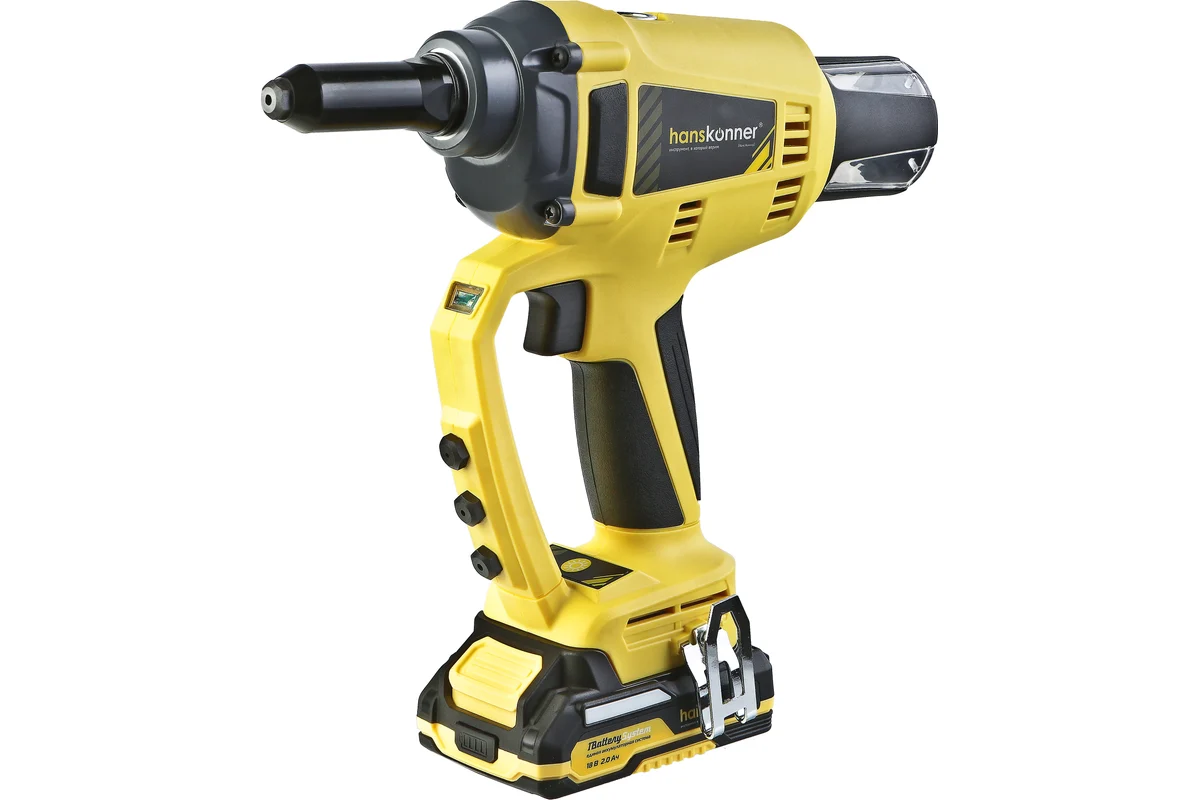 Пистолет акк.заклепочный Hanskonner HRG18PRO 18В 2Ач 2,4-4,8мм 2акк.