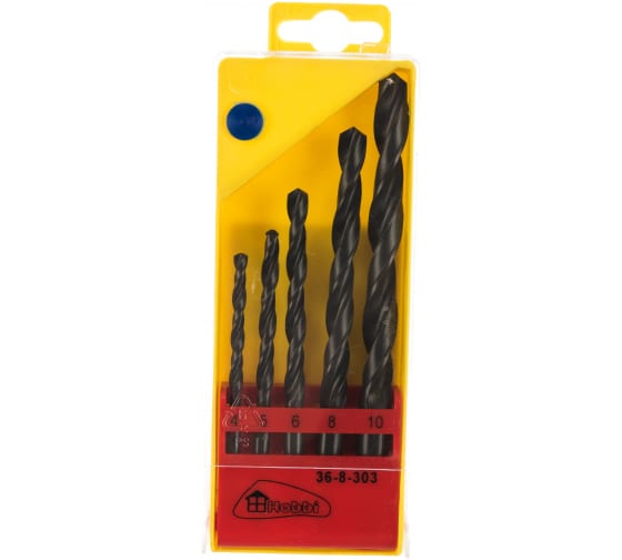 Набор сверл Hardax по металлу 4-5-6-8-10мм 36-8-303 5пр. Набор сверл Hardax по металлу 4-5-6-8-10мм 36-8-303 5пр.