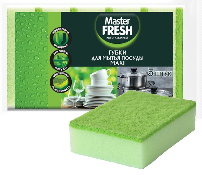 Губка д/посуды Master FRESH Maxi 5шт C0007744