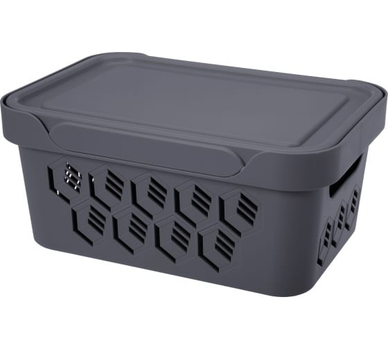 Ящик п/п DEluxe 270x190x120мм перфорир.с крышкой 4,6л cерый