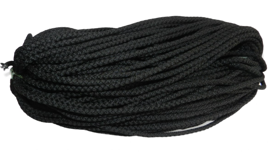 Шнур 5мм вязанный с сердцевиной универсальный черный 20м