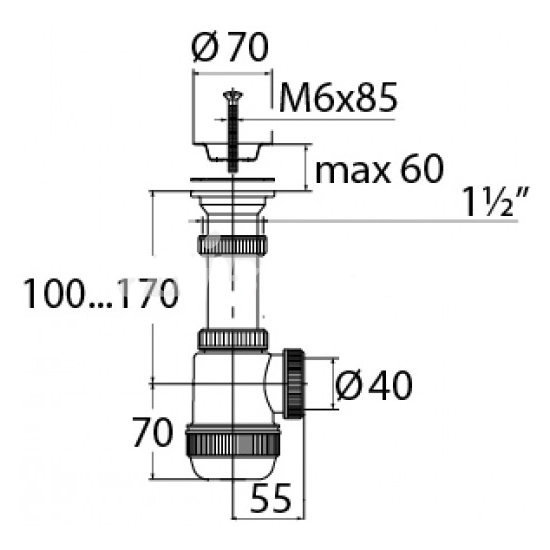 Сифон МИНИ Элит ВП 6740 1 1/2"-40 нержавеющая чаша