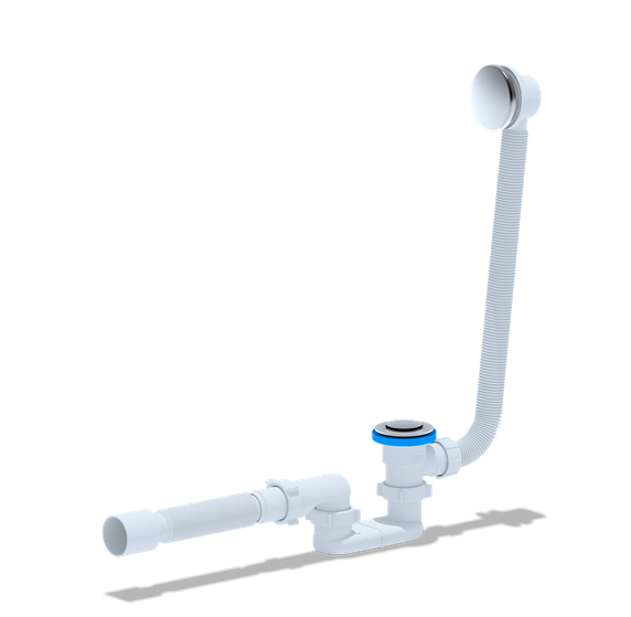 Сифон Ани для ванны ECS055 с переливом, клик-клак, с гибкой трубой