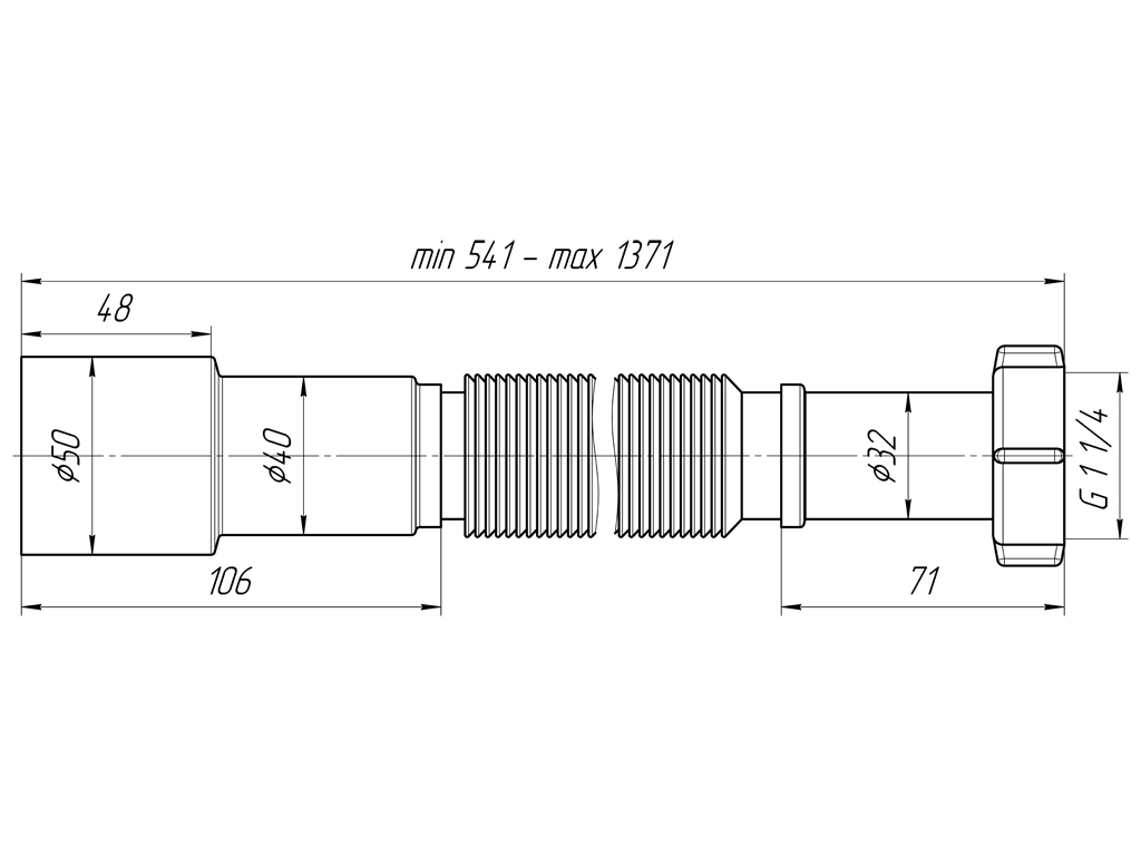 Гофра АНИ ПЛАСТ K216 1 1/4"x40/50 мм 541-1371 мм