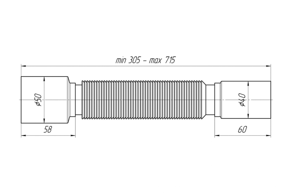 Сифон АНИ ПЛАСТ K405 40x50 мм 305-715 мм