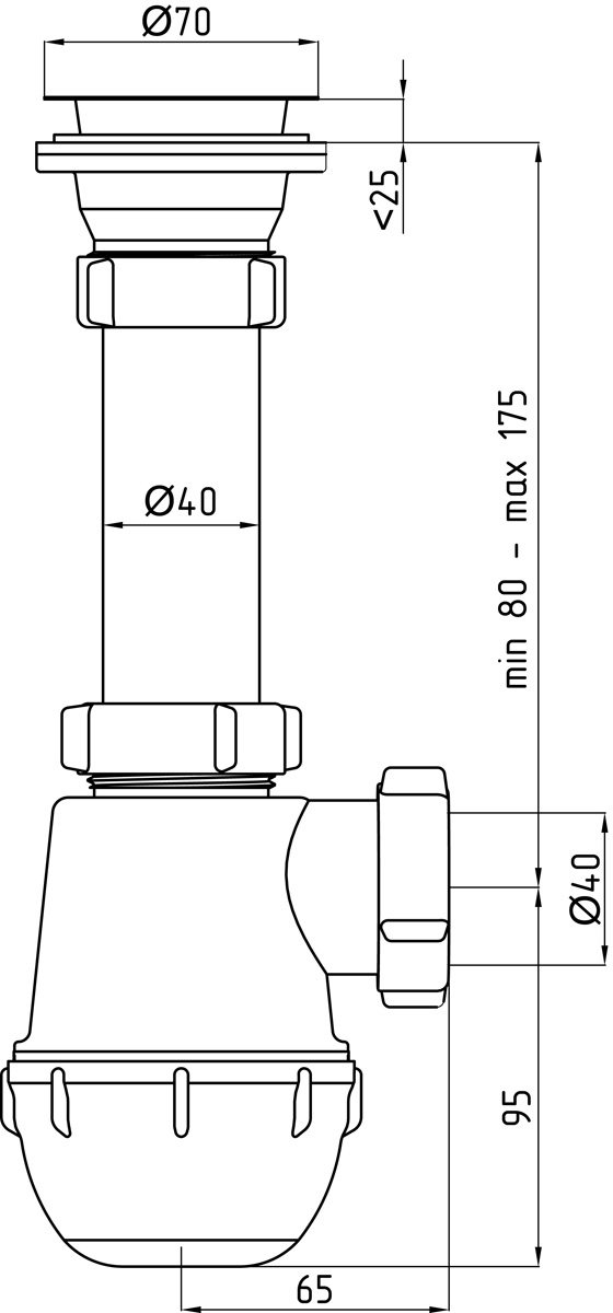 Сифон для мойки АНИ ПЛАСТ Грот A0100 1 1/2"x40 мм