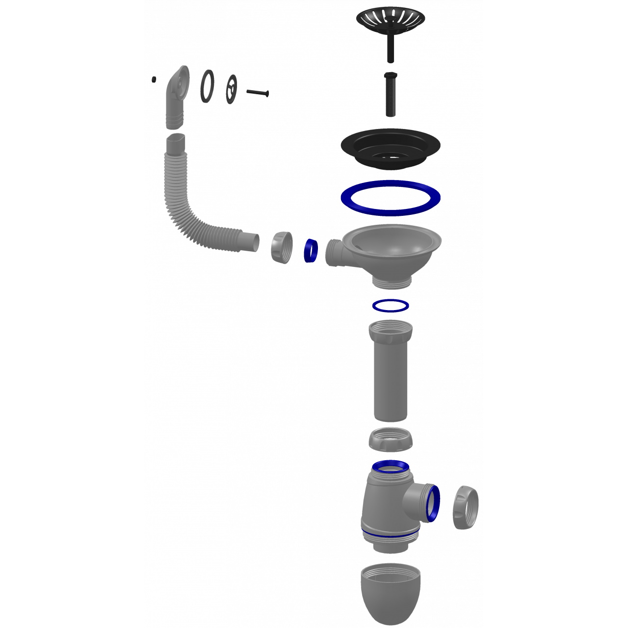 Сифон для мойки с круглым переливом Unicorn B411 выпуск 3 1/2 Сифон для мойки Unicorn B411 3 1/2"x40 мм