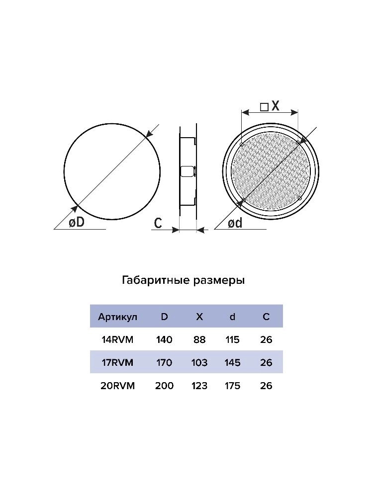 Решетка ЭРА разъемная D140 14RVM на магнитах