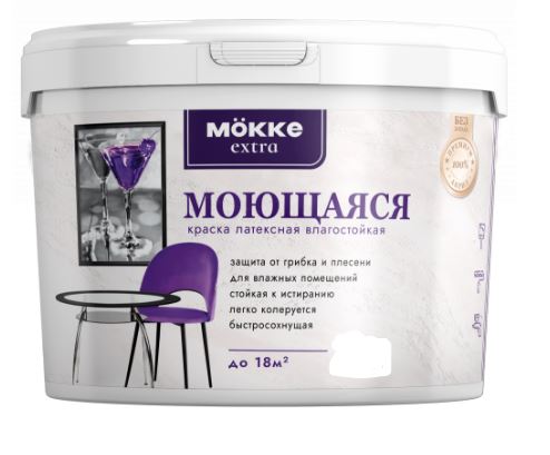 Краска акриловая интерьерная моющаяся MOKKE Extra 3кг