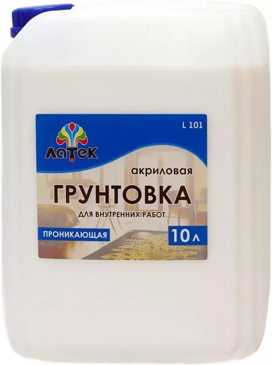 Грунтовка акриловая Латек Л101 для внутренних работ проникающая 10л