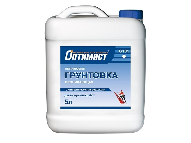 Грунтовка Оптимист G101 акриловая с антисептическими добавками 5л