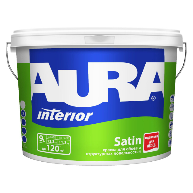 Краска в/д Aura Satin для всех типов обоев 9л